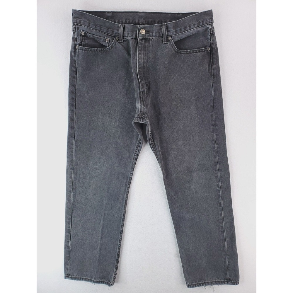 Levis 505 Jeans Mens 38x30* Black Regular Straight Faded Grunge Broken In Worn